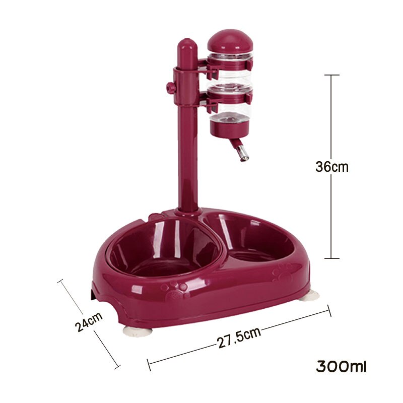 Hoopet advanced pet dog drinkbak, draaibaar en opklapbaar, kattenvoerbak, gemakkelijk schoon, wit, rood