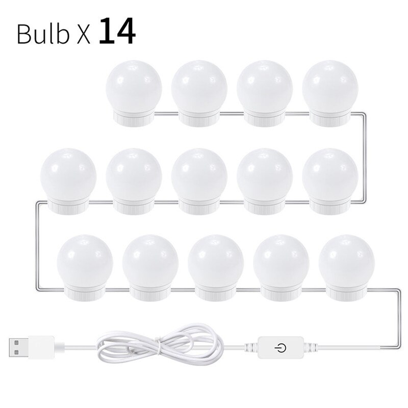 Hollywood Vanity Lights Stepless Dimmable Wall Lamp LED 12V Makeup Mirror Light Bulb 6 10 14Bulbs Kit for Dressing Table: Default Title