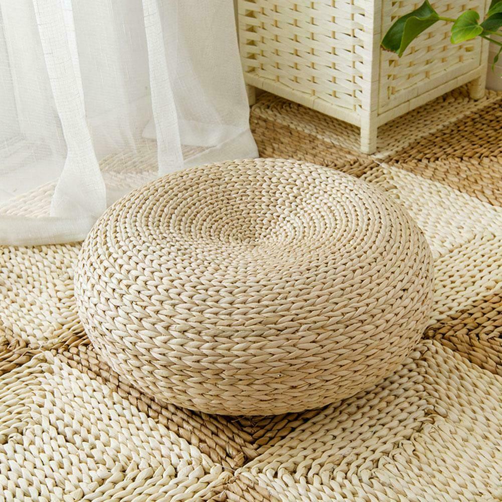 Cojín de Tatami para meditación, cojín redondo de paja, cojín para asiento de Silla, almohada de piso redondo, Tablemat estilo japonés,