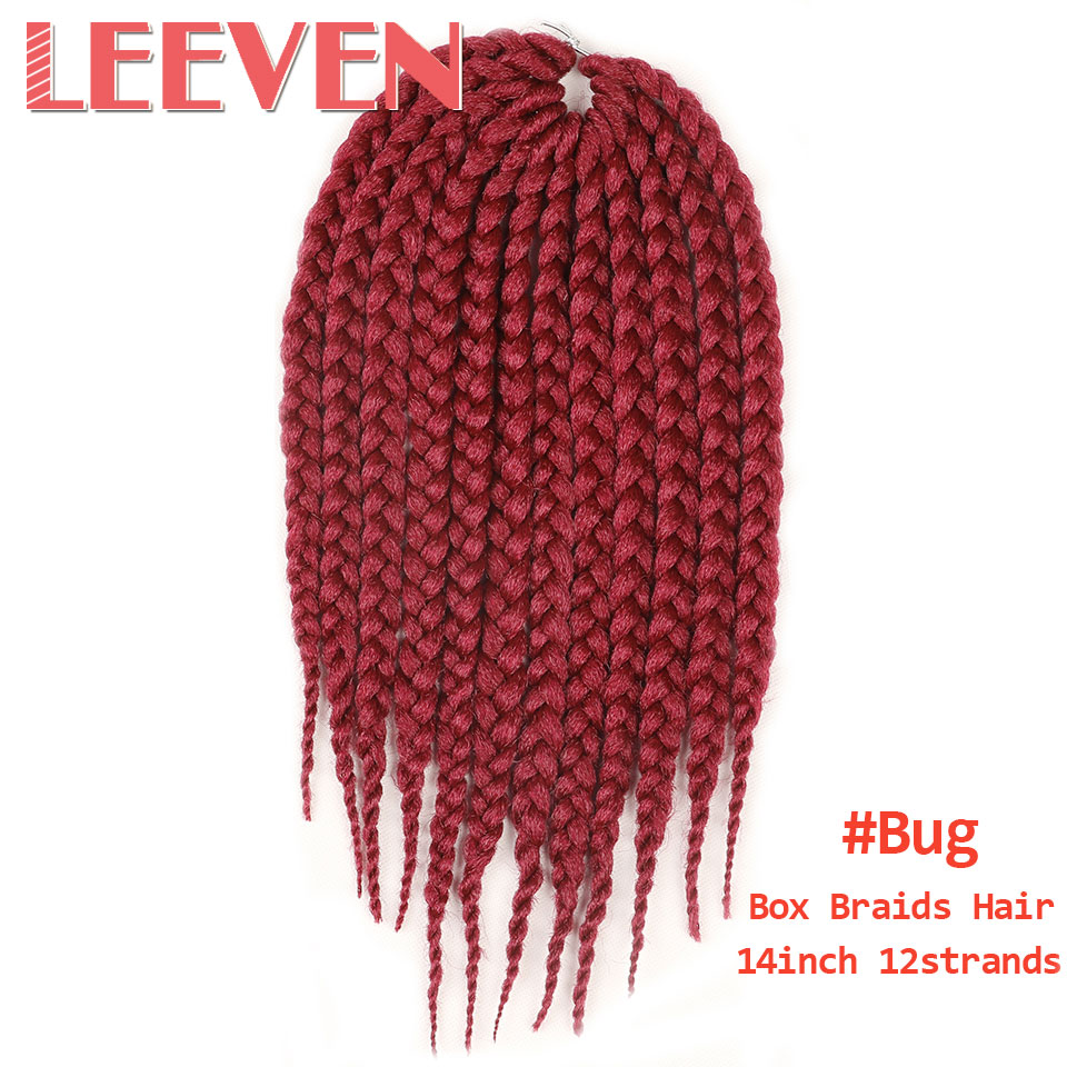 Leeven 3 S Kasten Zöpfe Häkeln haar Synthetische flechten Haar 14 ''12 stränge Schwarz Braun Twist Haar-erweiterungen 6 Stck: # Burgund