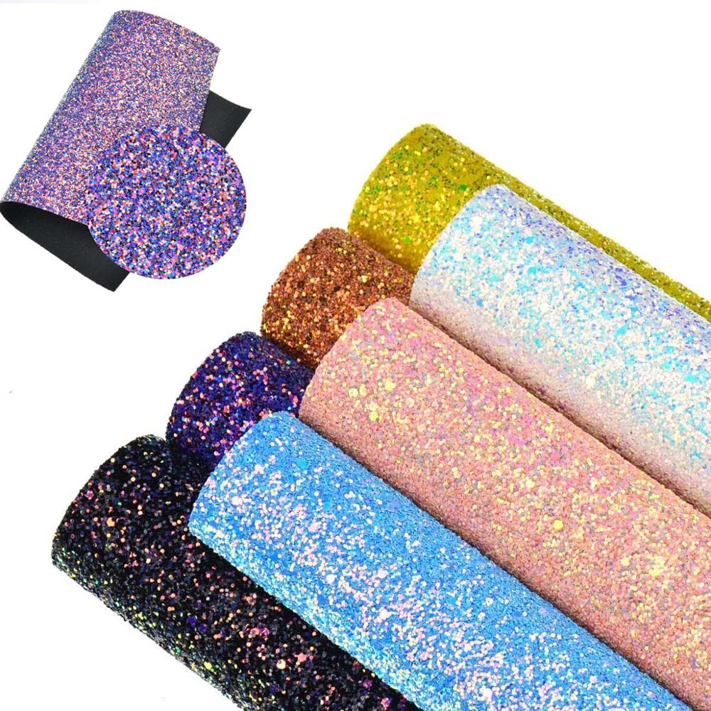 22*30cm A4 Chunky Glitter Synthetisch Leer Stof Glanzende Boog Stof DIY Accessoires Stof Handgemaakte Ambachten Patchwork Materiaal