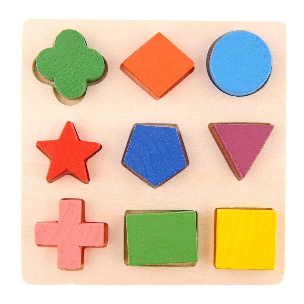 Clearance!Wooden Geometric Shapes Puzzle Sorting Math Bricks Preschool Learning Educational Game Toddler Toys for Children