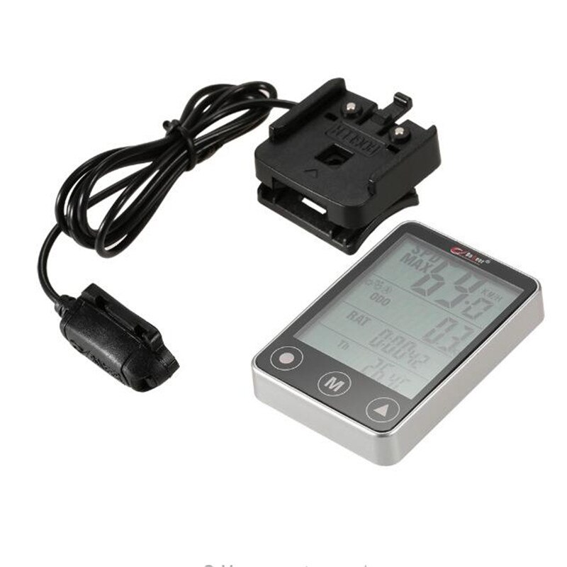 Cykel kilometertæller trådløs i cykelcomputer trådløs kabelført vandtæt med lcd display kilometertæller speedometer led baggrundsbelysning: Sølv sort ledning