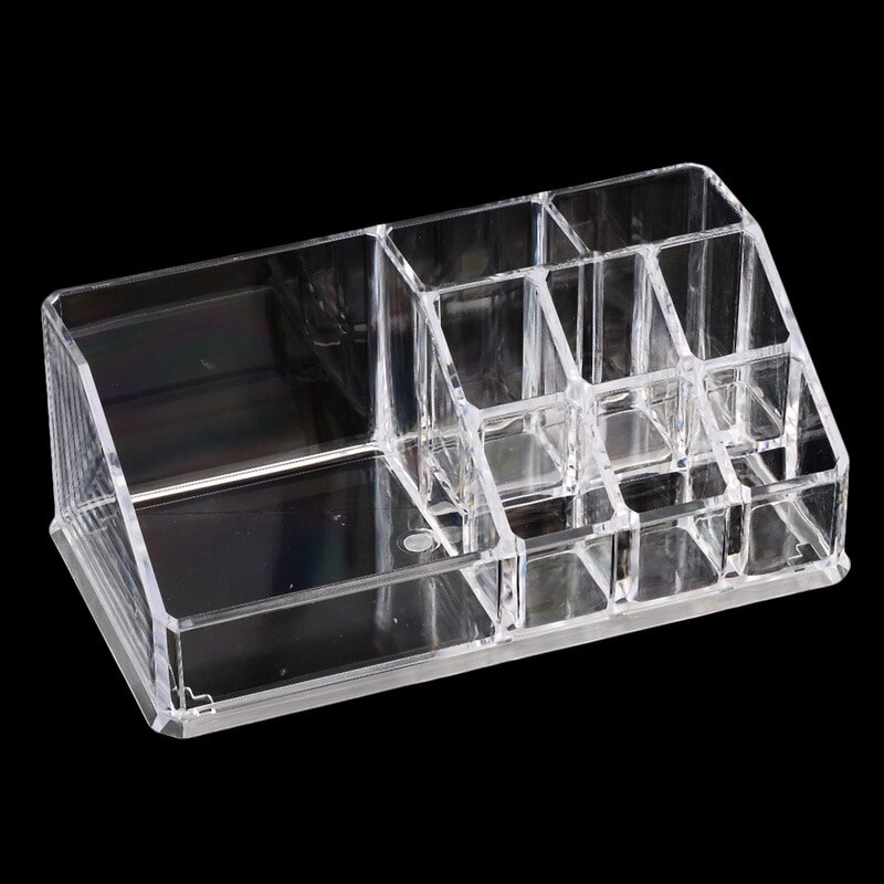 Makeup arrangør opbevaringsboks borelak læbestift negle arrangør kosmetisk smykkeskrin holder gennemsigtig flere gitter akryl: C