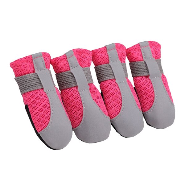 4 stks/set Hond Schoenen Zachte Bodem Anti-Slip Comfortabele Schoenen Waterdichte Reflecterende Laarzen Schoenen Voor Kleine Honden Schoenen: Rood / S