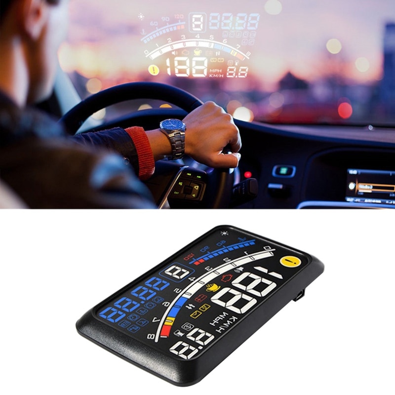 Coche HUD Head-Up Display Auto OBDII Port Head-Up Display coche Styling lector velocidad Auto-adaptable coche combustible Etc pantalla de parámetros Al