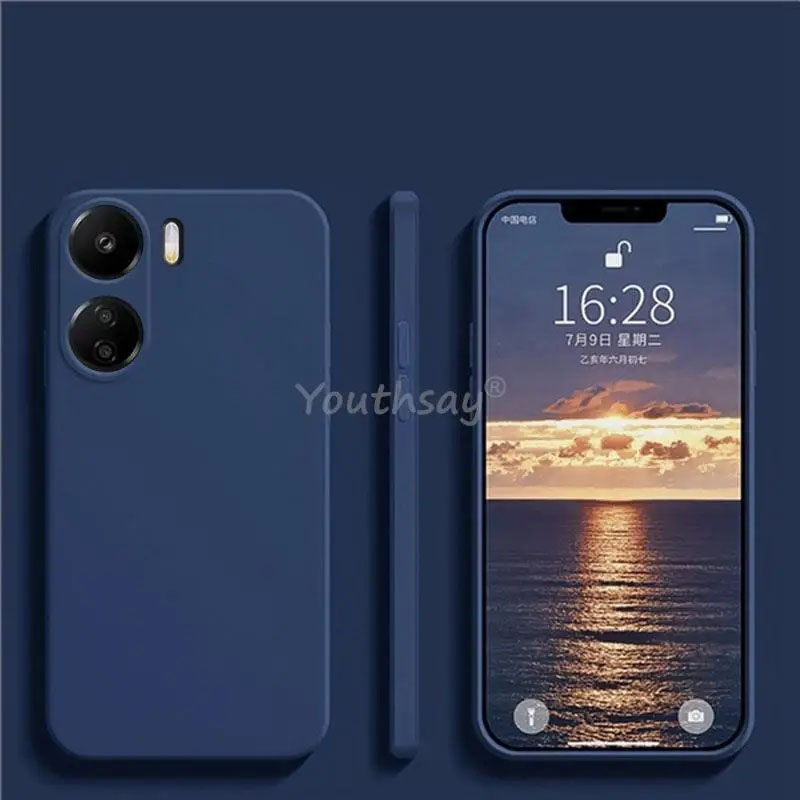 Dla Poco X7 zawodowiec płyn silikon Obudowa Poco X7 zawodowiec pokrywa Fundas Coque miękki TPU aparat fotograficzny ochraniacz telefon Powrót Obudowa Poco X7 zawodowiec: Niebieski