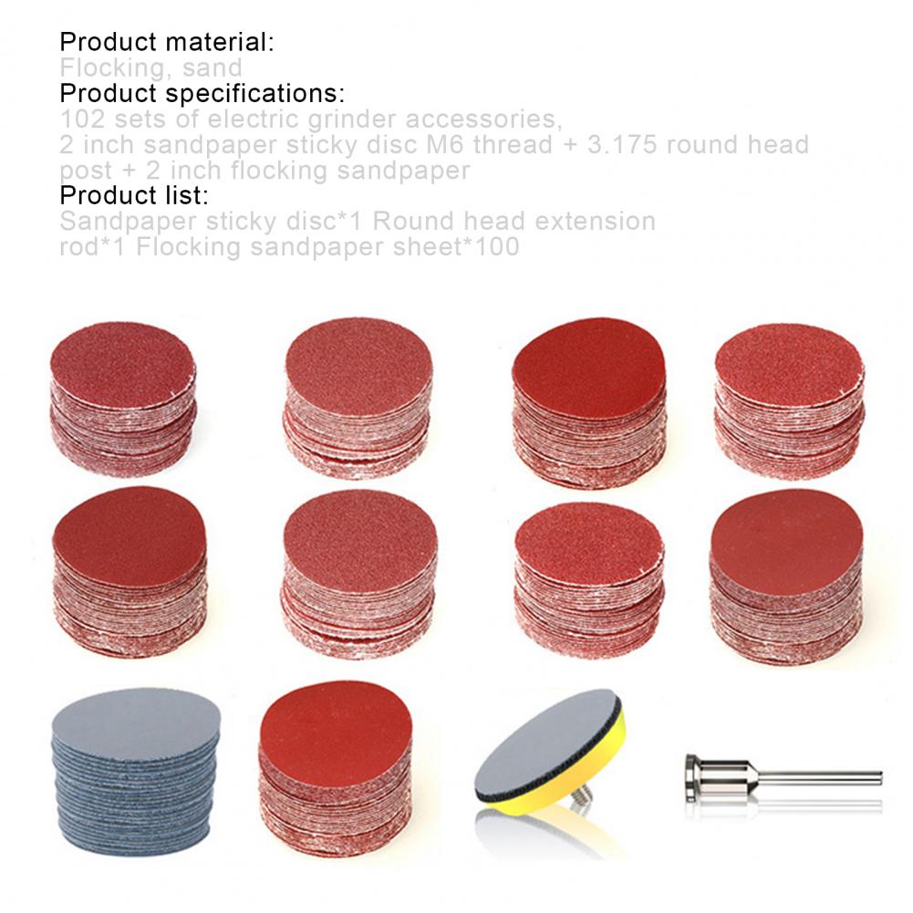 102Pcs Sand Disc Moisture Resistance Wear Resistance Round Sanding Discs Pad Kit Drill Sanding Attachment for Buffing Accessory