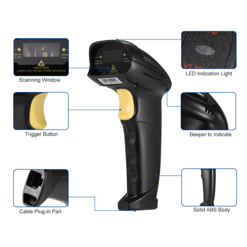 Scanner usb stregkode qr kodelæser håndholdt play og plug trådløs dt -8200