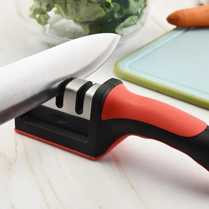 Knife Sharpener Handheld Multi-function 3 Stages Type Quick Sharpening Tool With Non-slip Base Kitchen Knives Accessories Gadget
