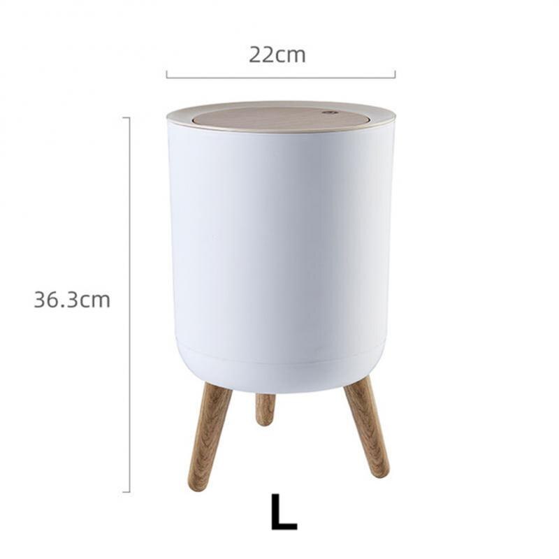 Mini Hohen Nachahmung Holz Mülleimer Schreibtisch Runde Müll Mit Presse Abdeckung Für Wohnzimmer Wc Küche Reinigung Werkzeuge: 02