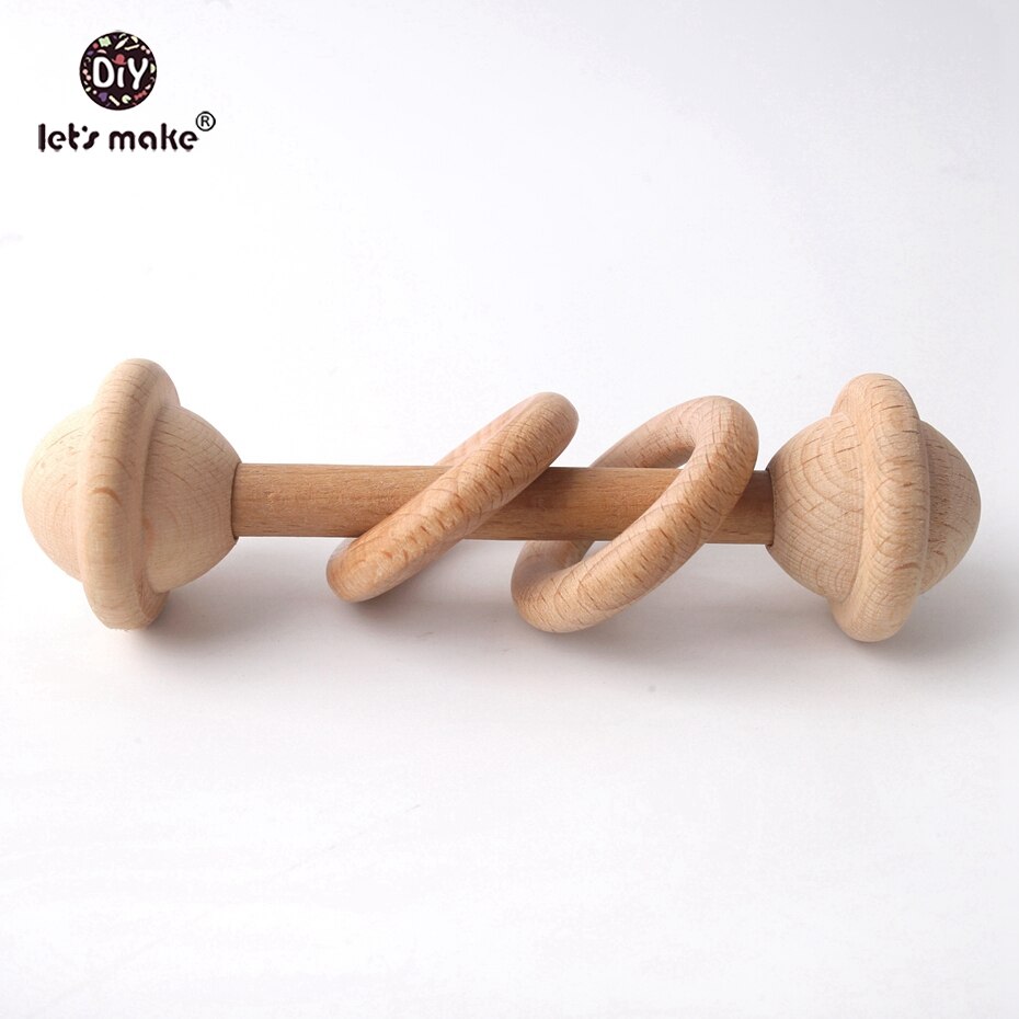 Let's make 5pcs BPA Free Natural Beech Wooden Teething Rings Baby Toys Tiny Rod Baby Shower Montessori Play Gym Rattles