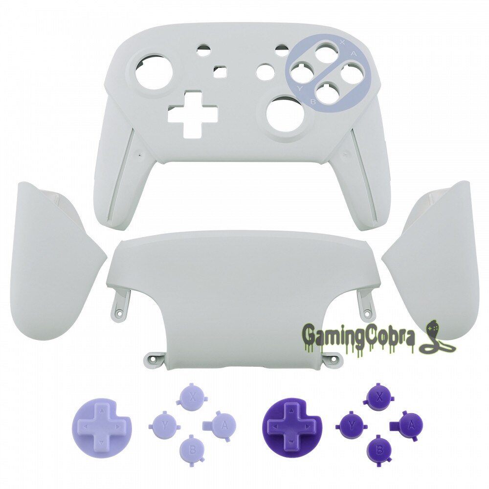 EXtremeRate Frontplatte Backplate Gehäuse Shell Cover mit Griffe Ersatz für Nintendo Schalter Pro Controller: Classic SNES Style