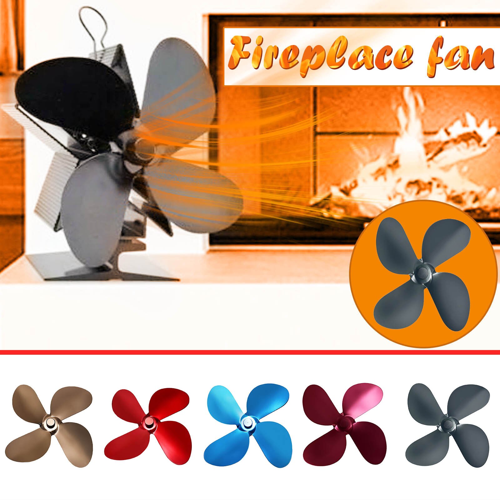 4 klinge sort pejs ventilator blad varmedrevet brændeovn brændeovn pejs ecofan tilbehør effektiv varmefordeling