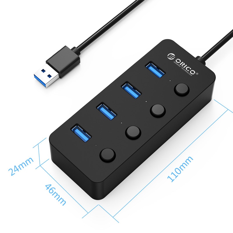 ORICO USB HUB 4 Ports USB 3.0 HUB High Speed Usb Spliter with Individual Power Switches for Apple Macbook Air Laptop PC Tablet