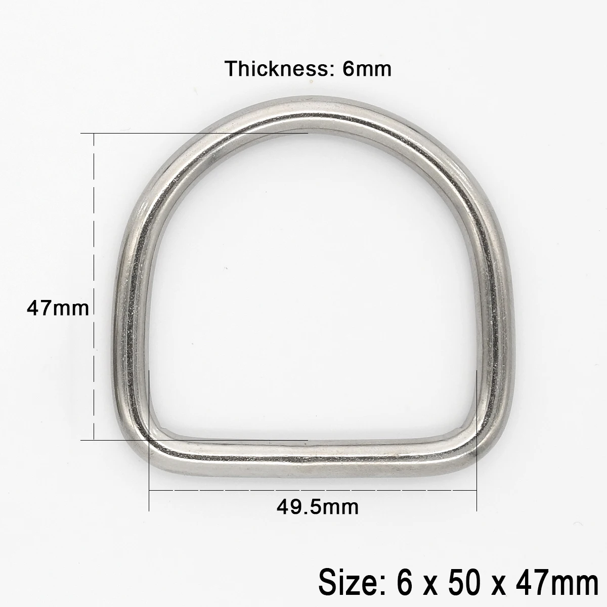 Cierre de hebilla de anillo Dee D de acero inoxidable para Collar de perro mascota, mochila, bolso artesanal de cuero, correa, cinturón, correas, piezas de prendas: Transparente