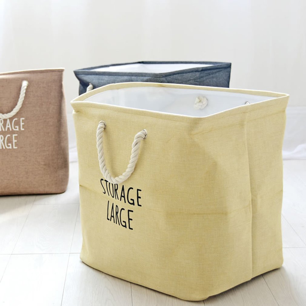 Large Storage Open Laundry Bucket Light Brown Cleaning Bag Bucket Home Case For Homeuse Bag Case Kep Bathroom