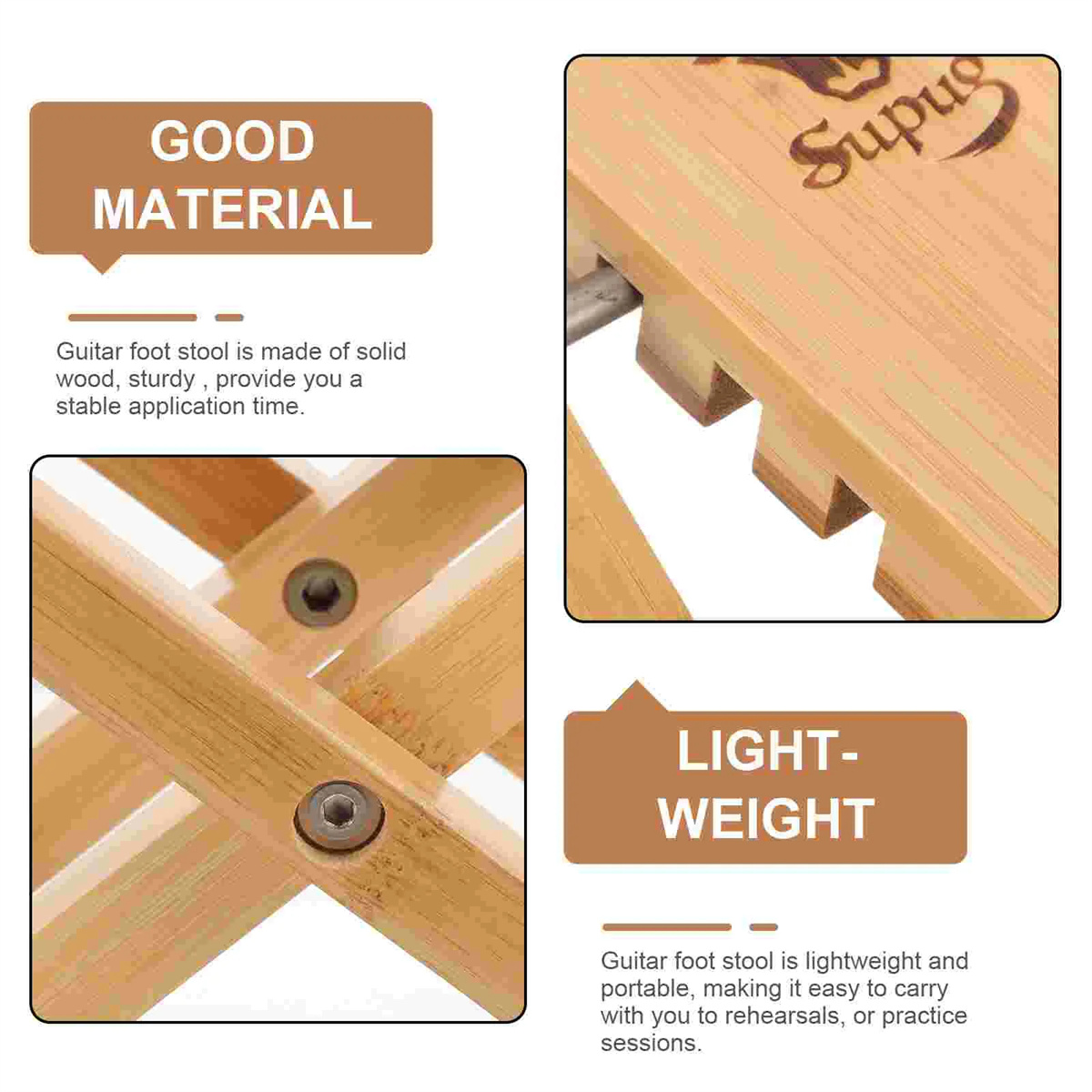 Miwayer guitar fodskammel massivt træ guitar fodstøtte støtte utility med justerbar højde skridsikre puder guitar halsstøtte fodstøtte