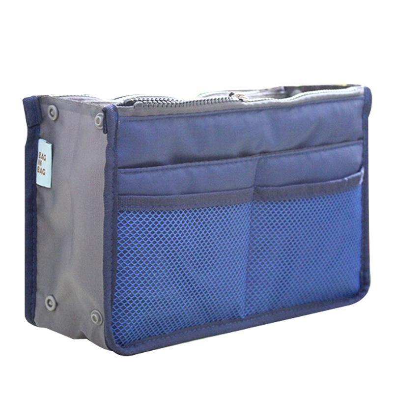 Makeup Bags Large Capacity Nylon Cosmetic Storage Bag Travel Insert Organizer Handbag Purse Makeup Bag For Women Female: Blue