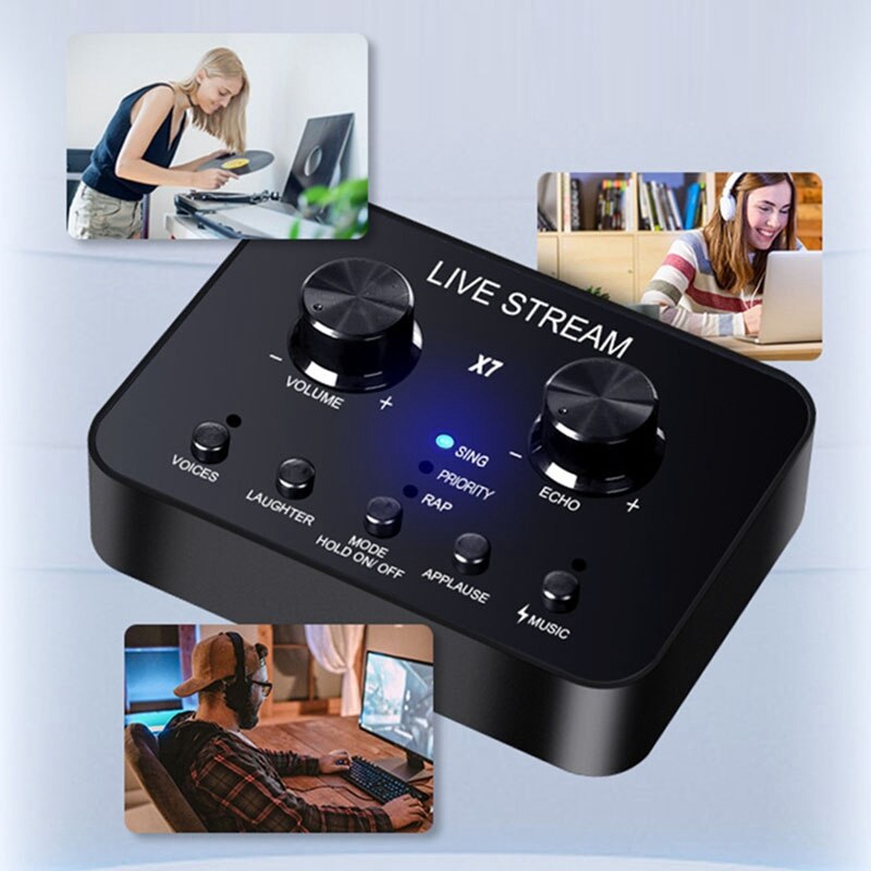 Voice Changer USB Sound Card for PC Laptop Live Broadcast USB Audio Card Interface External Sound Card Studio Record