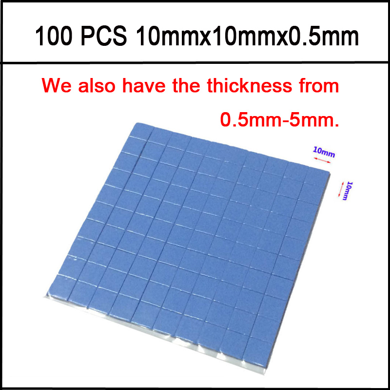100 Pcs 10 Mm * 10 Mm * 0.5 Mm Thermal Pad Gpu Cpu Heatsink Cooling Geleidende Siliconen Pad