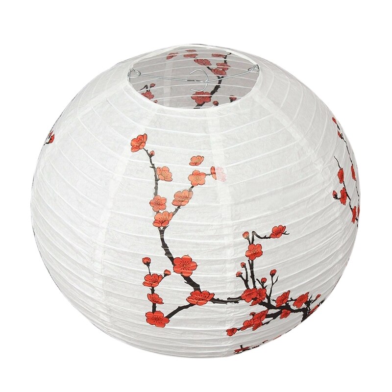 2 Pcs 40cm Lamp Shade Paper Lantern Oriental Style Light Decoration, Plum Blossom & Bamboo