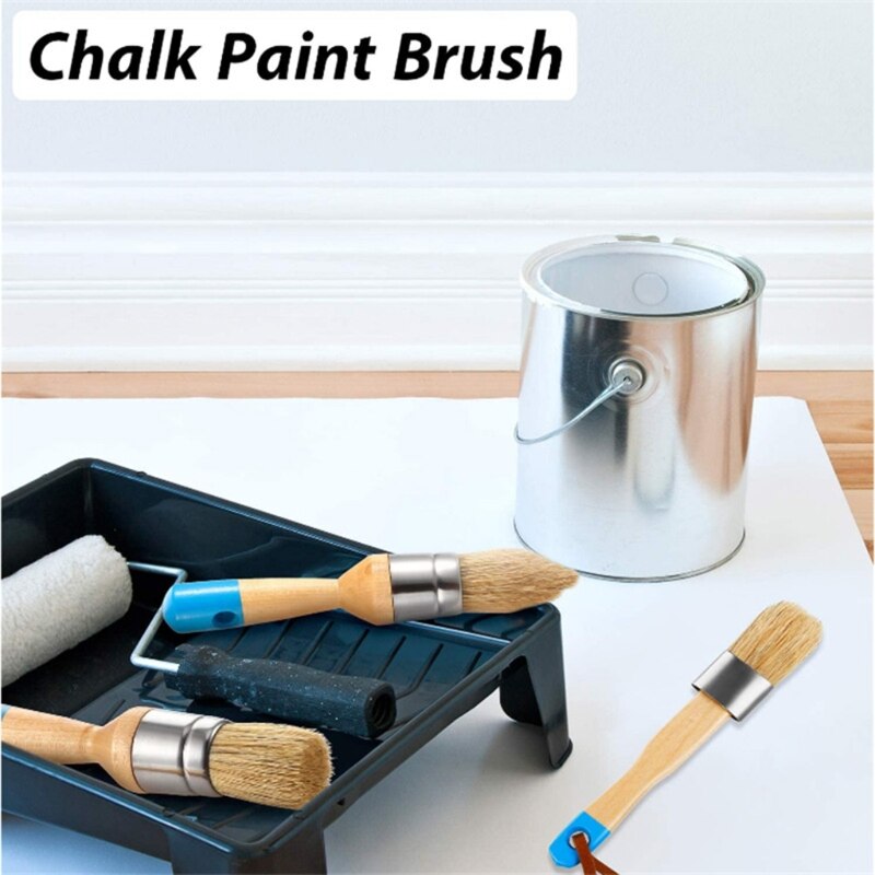 3 Pcs/Set Ergonomic Handle Chalk Wax Paint Brushes Furniture DIY Painting Waxing Tool Bristle Stencil Brushes