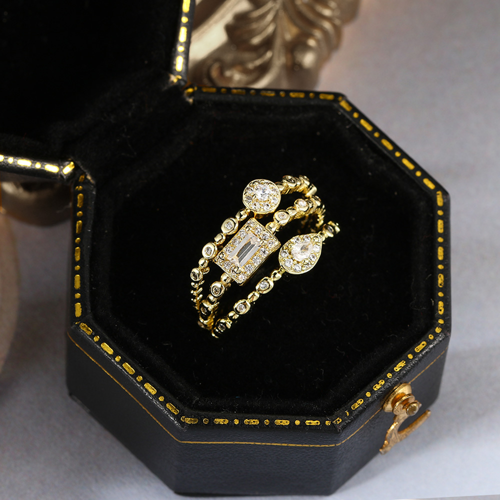 Anillos de tendencia Noble de Color dorado estilo INS para mujer, anillos delicados de dedo Midi de circón Lux de entrada para niña, joyería de aniversario KAR229