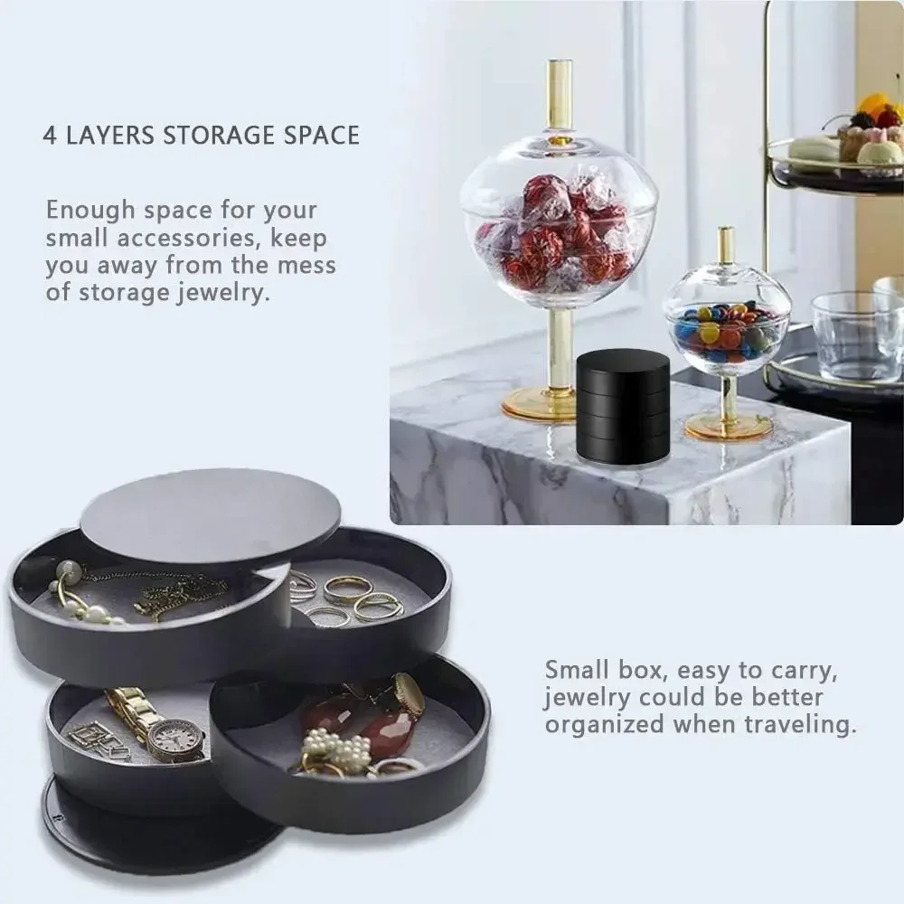 Rotating Layer Box 4 Layers Rotating Jewellery Storage Box Women Neck... – Grandado