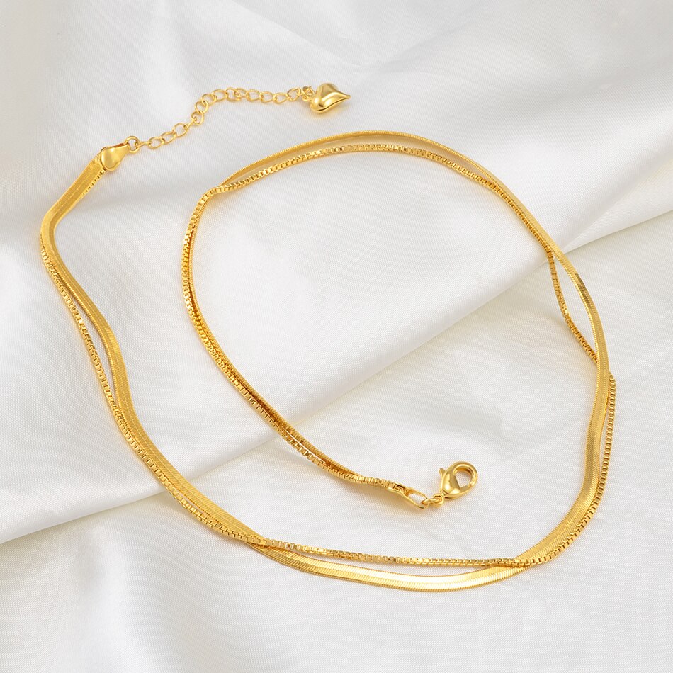 Anniyo cuore doppia catena collane donna serpente catena gioielli africani arabi mediorientali ornamenti Dubai regalo di nozze #200125