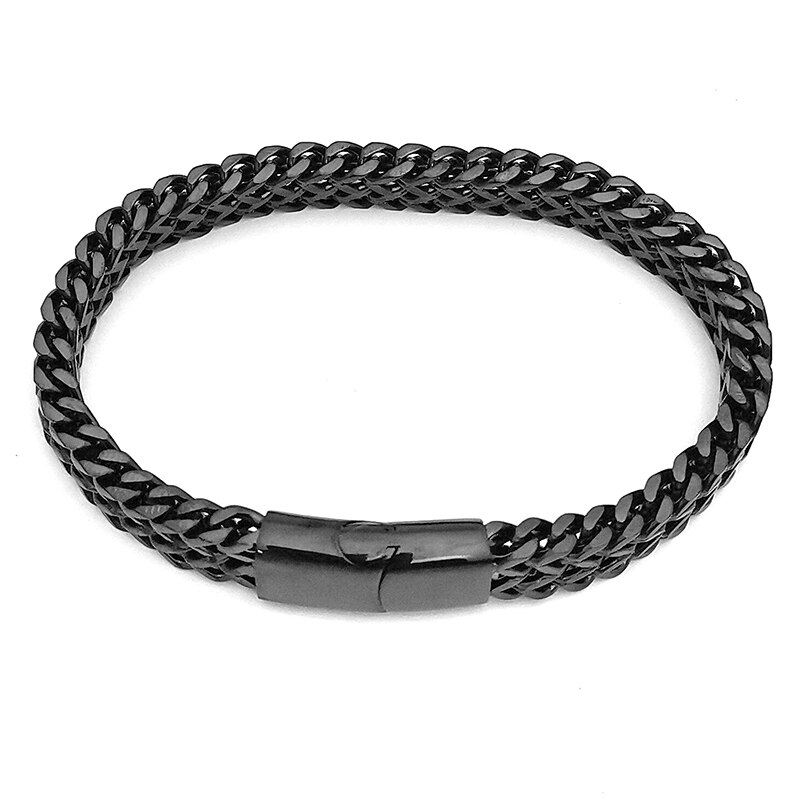 Armbanden Mannen Ketting Op Hand Hip Hop Armband Rvs Zwart Gouden Ketting Stalen Armband Sieraden Voor Mannen Accessoires: black Tone / 21cm
