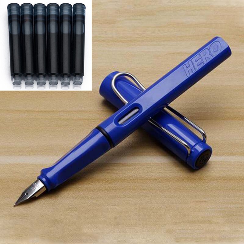 1Pc Hero 359 Klassieke Vulpen Originele Authentieke Plastic Kleur Transparant Ef Briefpapier Kantoor Schoolbenodigdheden Schrijven: Blauw