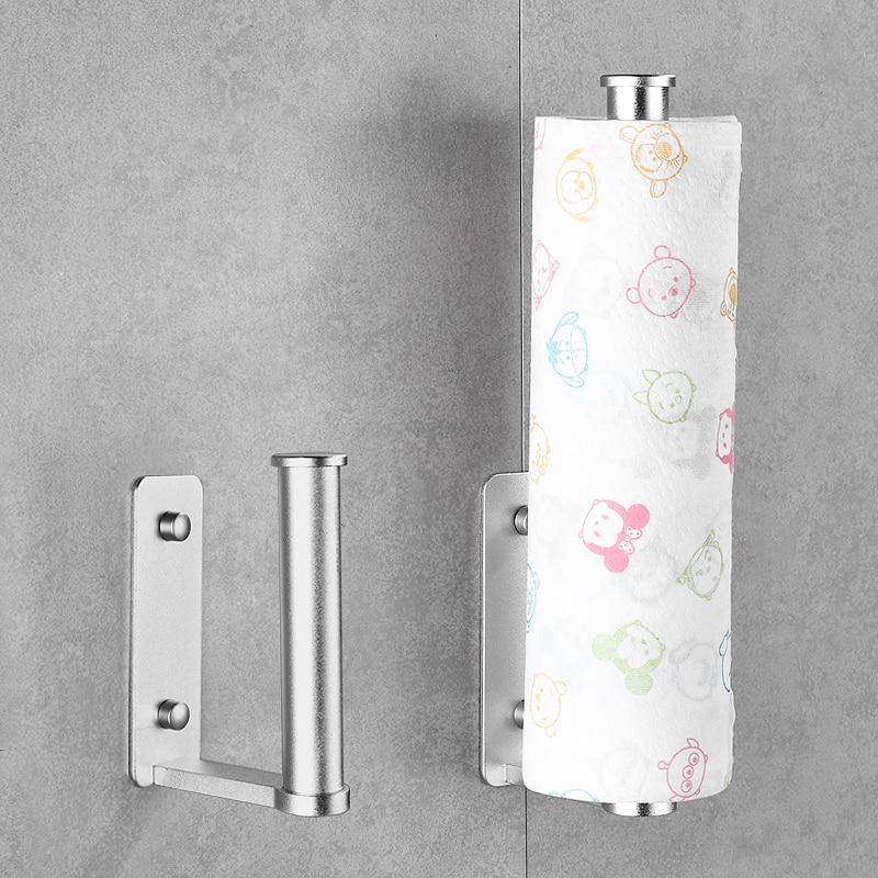 Toiletpapirholder sort aluminium badeværelse toiletrulle papirholder vakuum vægmonteret køkkenpapirholder serviet håndklædeholder