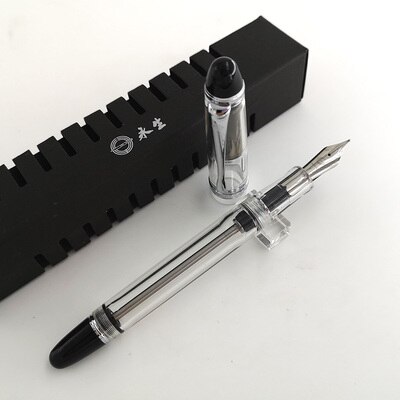 Wingsung 699 Wing Sung 699 Fountain Pen Negative Pressure Push Pull Piston Big Volume Fountain Pen: Transparent Silver / EF