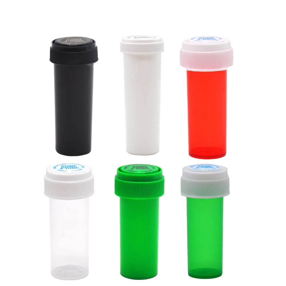 COURNOT 8 Dram Push Down &amp; Turn Vial Container Acrylic Plastic Storage Stash Jar Pill Bottle Case Box Herb Waterproof Container