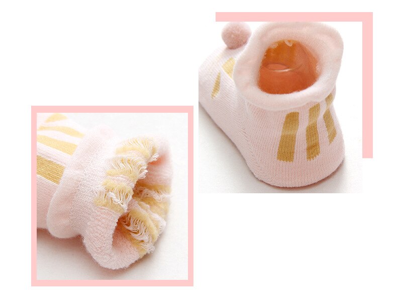 AiKway Baby Socks Cotton Socks Boy Girl Children Striped Anti-slip Socks Infant Newborn Bed Socks Baby Clothing