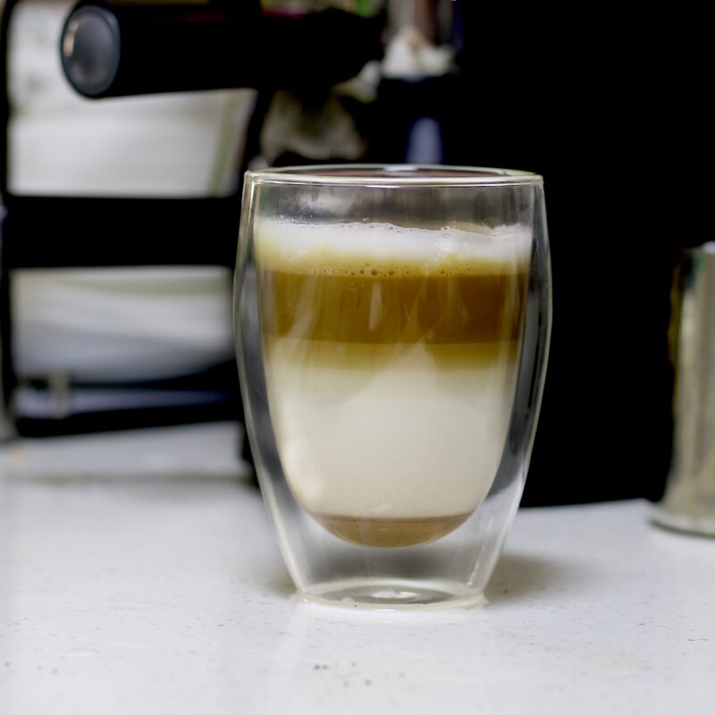 Set  of 2 st 11.9 ounce värmebeständigt dubbelväggigt kaffeglas handgjort två lager dof glas 350ml