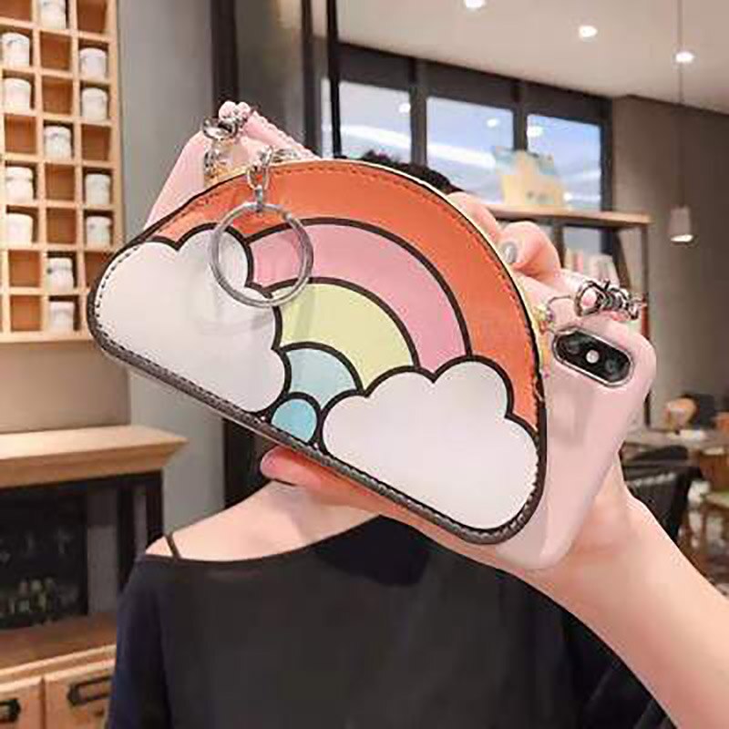 Ins Rainbow Phone Cases For iPhone 11 Pro Max 11 Pro X XR XS Max 6s 6 7 8 Plus Crossbody Purse Handbags Soft TPU Slim Back Cover: For iphone XR