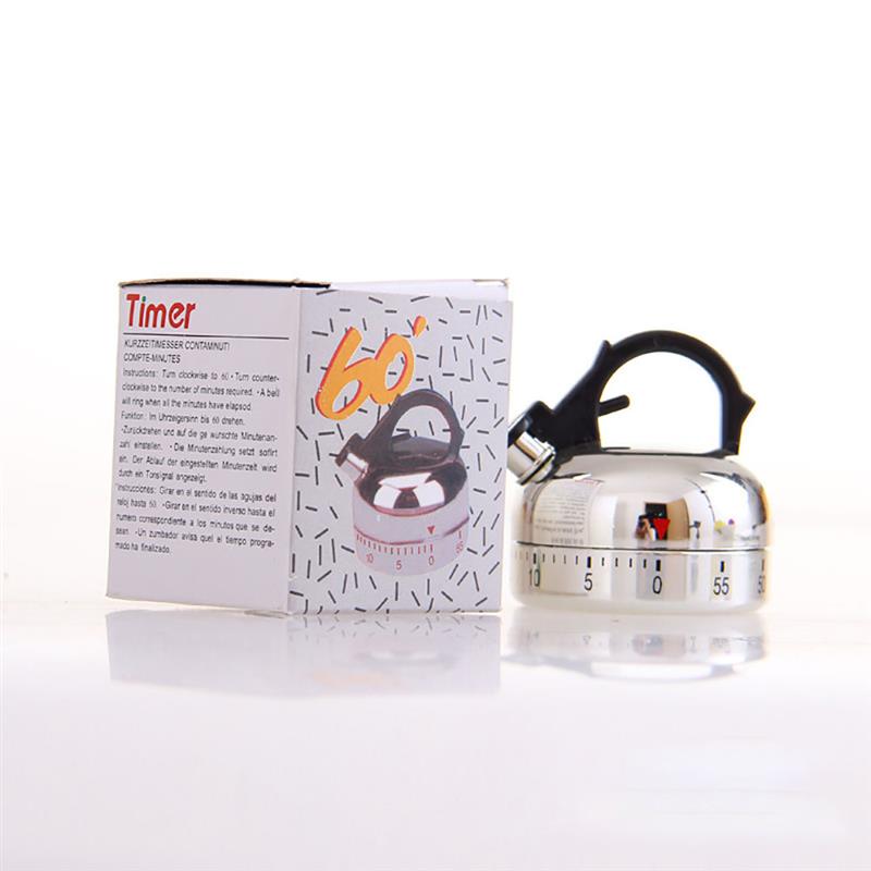 60 Minute Kitchen Timer Alarm Mechanical Teapot Shaped Timer Clock Counting Minutes Cuisine Kettle Styling Clockwork Timer