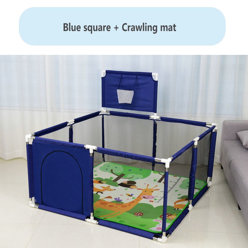 bambino scatola Bambini Barriera di Sicurezza Palle da Biliardo Pieghevole Bambini cestino E Campo di Calcio per 0-6 Anni di Età I Bambini di scatola: blu piazza-2