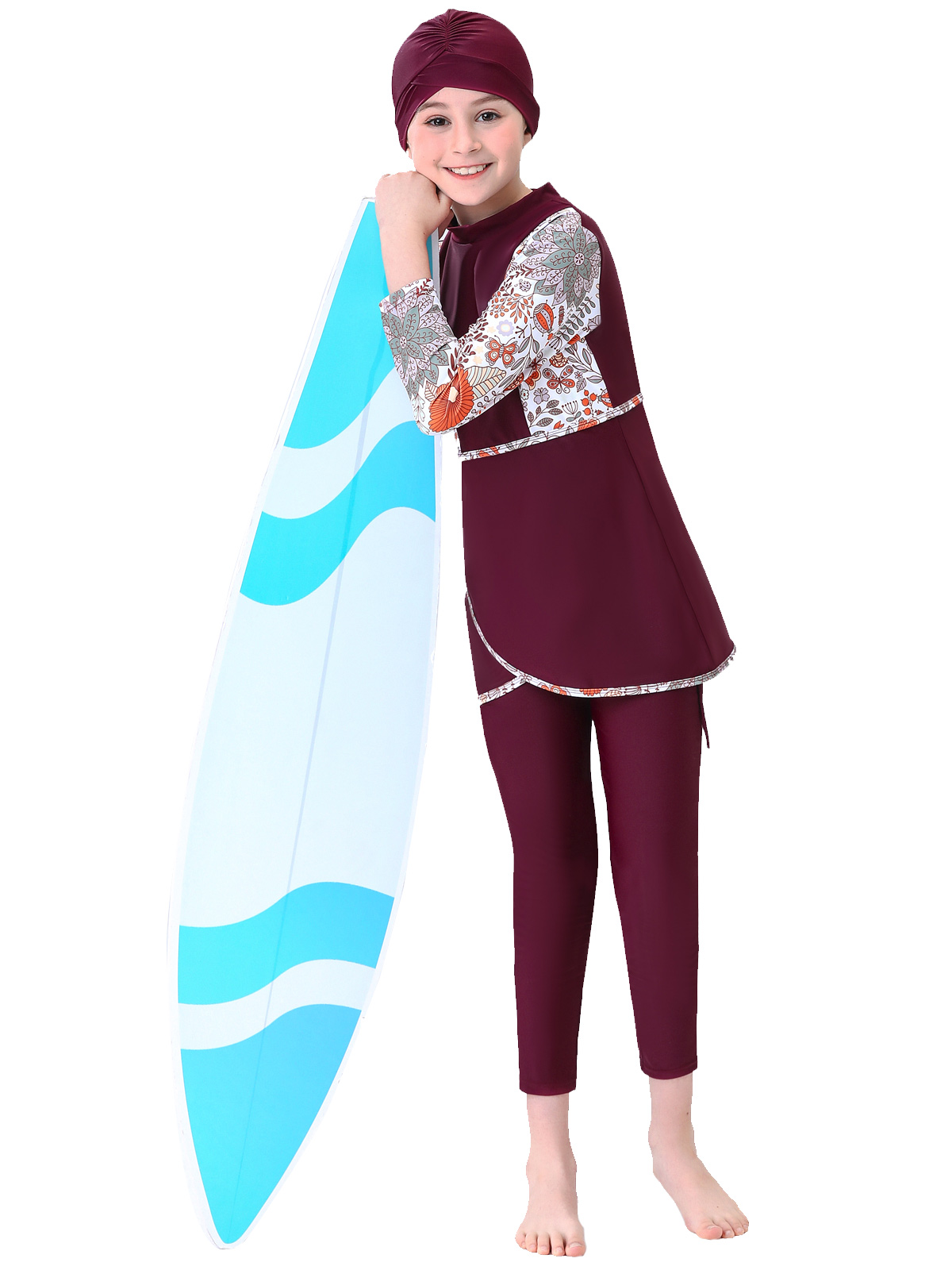 2023 mädchen Muslimischen Swimwears Islamischen Kinder 3 stücke Badeanzüge kinder Modest Strand Tragen Schwimmen Schwimmen Caps Burkini Für Mädchen