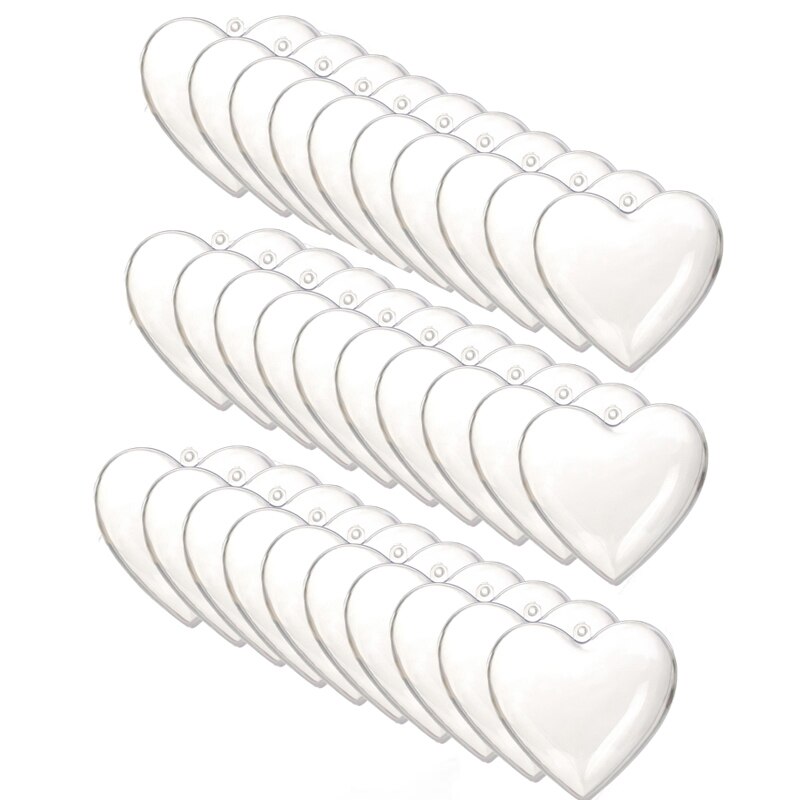 30Pcs Clear Plastic Fillable Ball Heart Shape DIY Plastic Party Decor: Chocolate