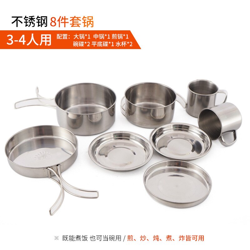 Outdoor Hiking Camping Cookware Stainless Steel Camping Equipment Cookware Kit Home Camping Panela Camping Camping Supplies