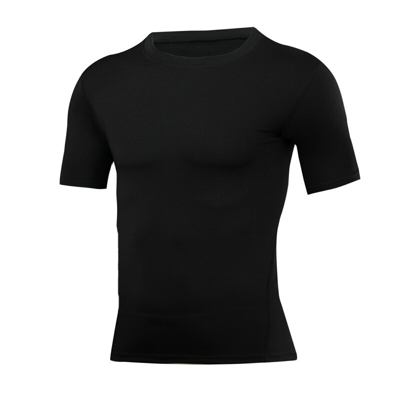 Männer kurzarm outdoor eng anliegende sportswear einfarbig stretch Schnell trocknend engen laufen fitness bodenbildung kurz-sleev: M / black