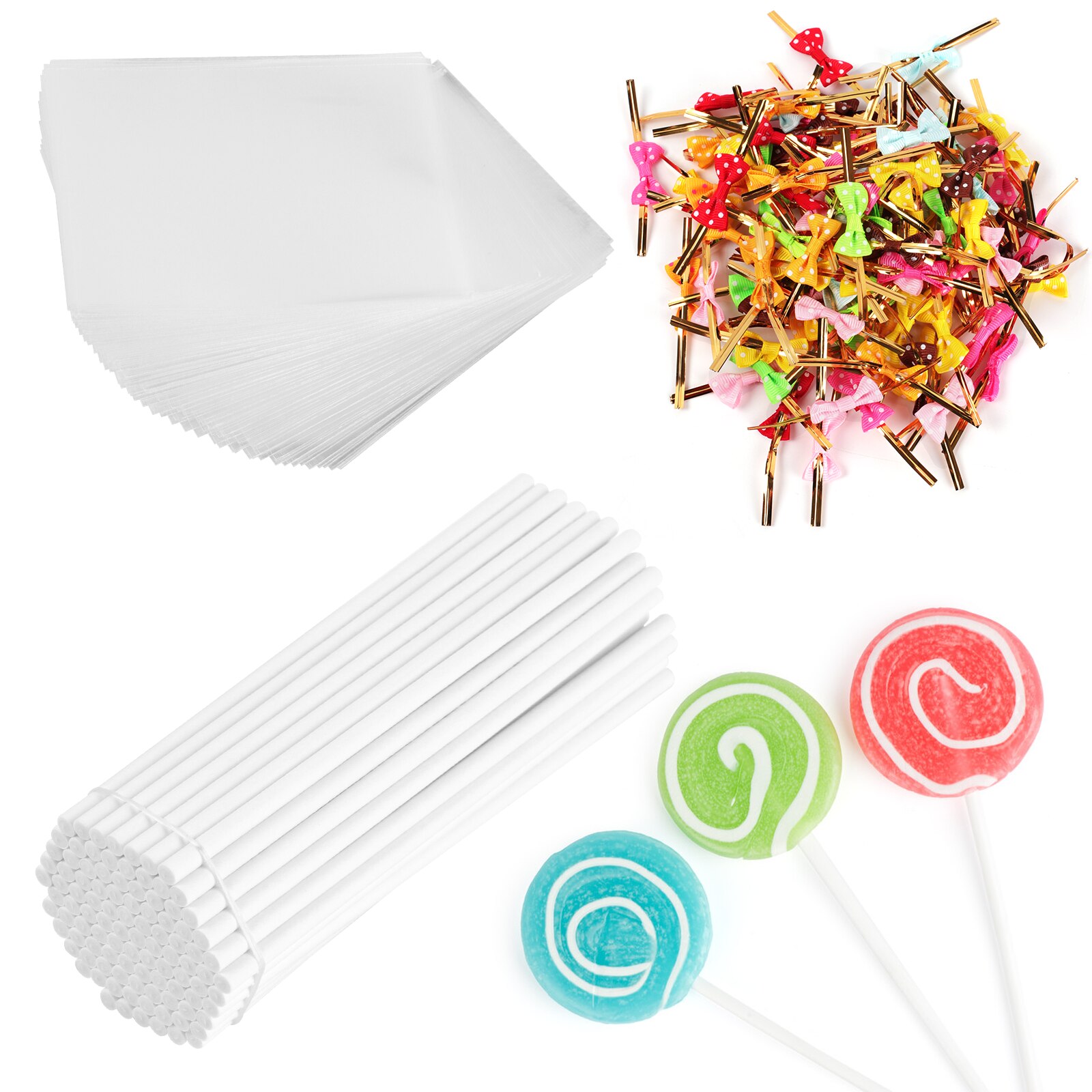 300Pcs Cake Pop Sticks Set Voor Maken Lollipops Cake Pops Snoepjes Chocolade En Koekjes Cake Tools Set Plastic Stro: Default Title