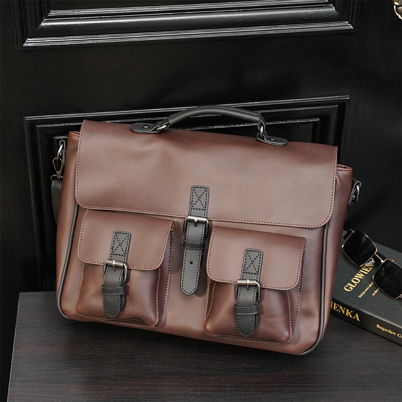 Weysfor Mannen Lederen Antiek Bedrijfsaktentas Laptop Document Case Mode Attache Messenger Bag Tote Portfolio