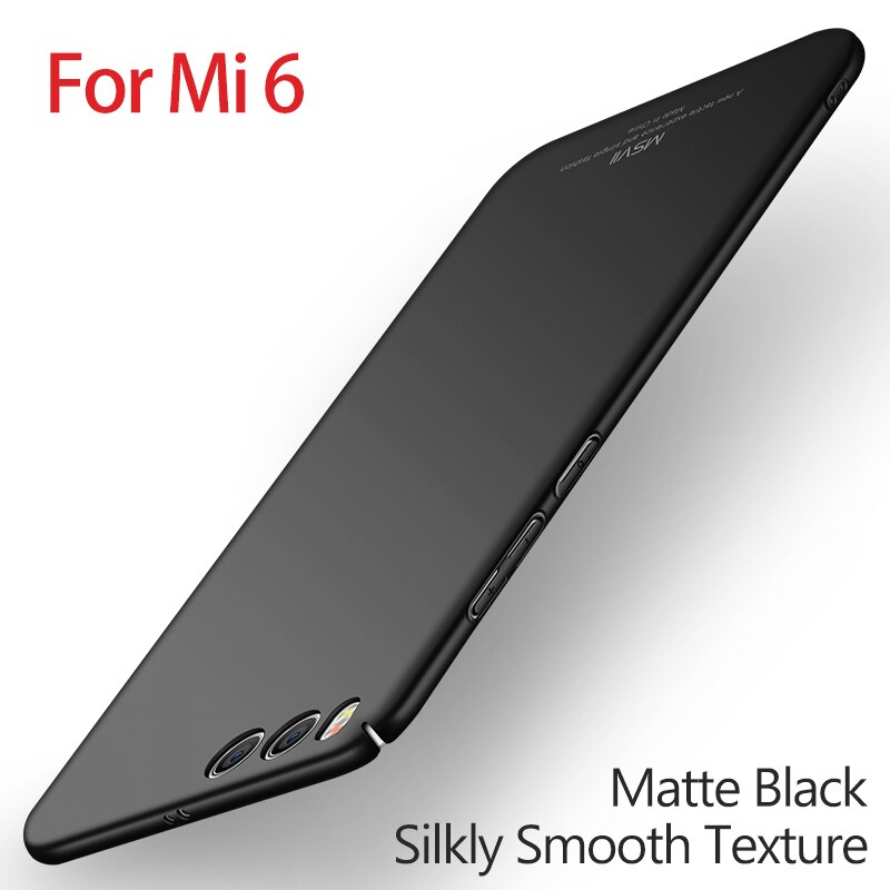 Xiaomi Mi 6 Case msvii Luxe Hard PC F xiaomi mi6 pro global case cover Ultradunne Bescherming coque Voor Xiomi Mi6 telefoon gevallen: Simple Black
