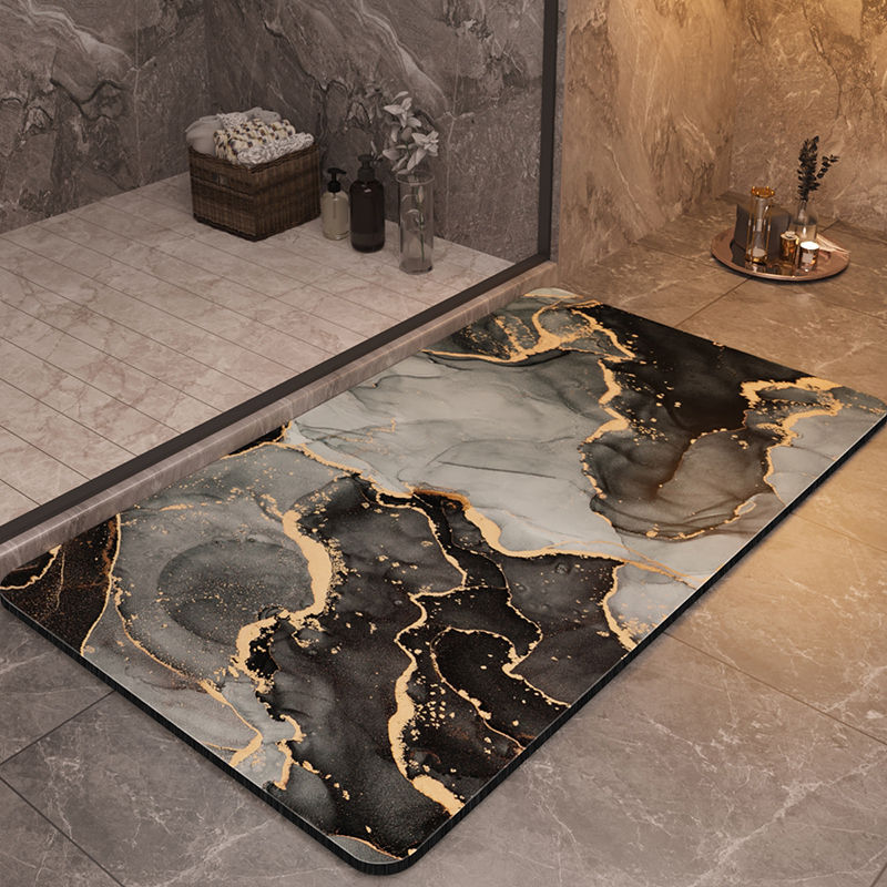 Alfombras de baño de lujo antideslizantes, alfombra de baño para ducha, súper absorbente, de secado rápido, alfombra para el suelo del pie, felpudo lavable: Gris oscuro / 400 mm x 1.000 mm