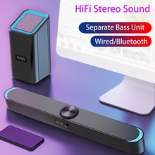 Wired Wireless Speaker Combination Bluetooth Speaker Column MIC Powerful Bass LED Soundbar Computer Speaker Home Theater AUX USB