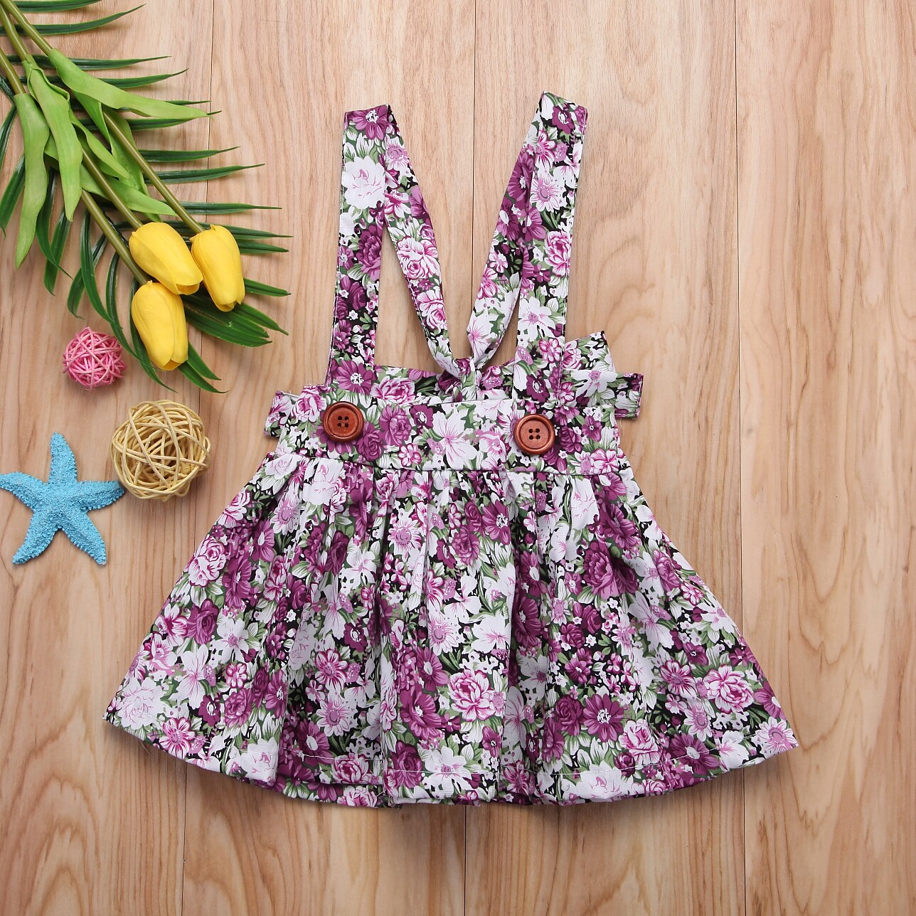 Kids Skirts For Girls Spring Floral Girls Toddler Baby Girls Floral Party Princess Bib Strap Skirt Outfits: Lavender / 12M